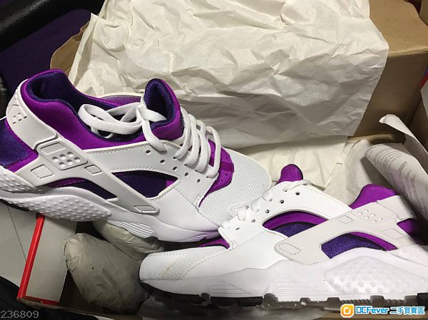 nike air huarache run(gs) 紫白 5y 37.5 100%新